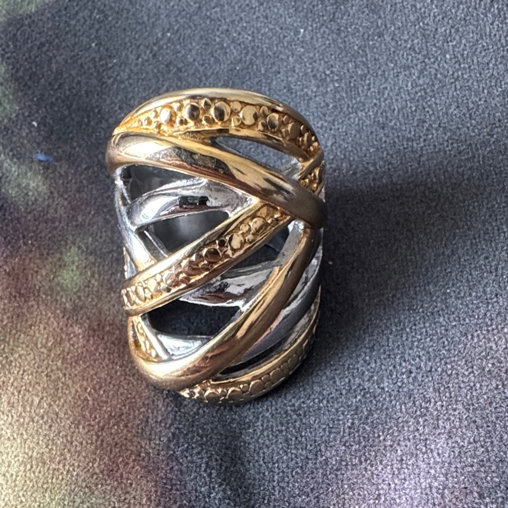 Gold and Silver Costume Cocktail Ring
